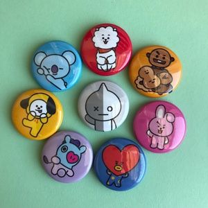 BT21 Magnet Set, 1.25 Cooky, Shooky, Chimmy, Tata, Mang, RJ, Koya, and Van - BTS